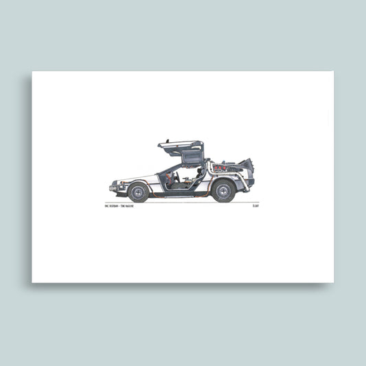 DMC DeLorean - Time machine Gull Wing, wall art print.