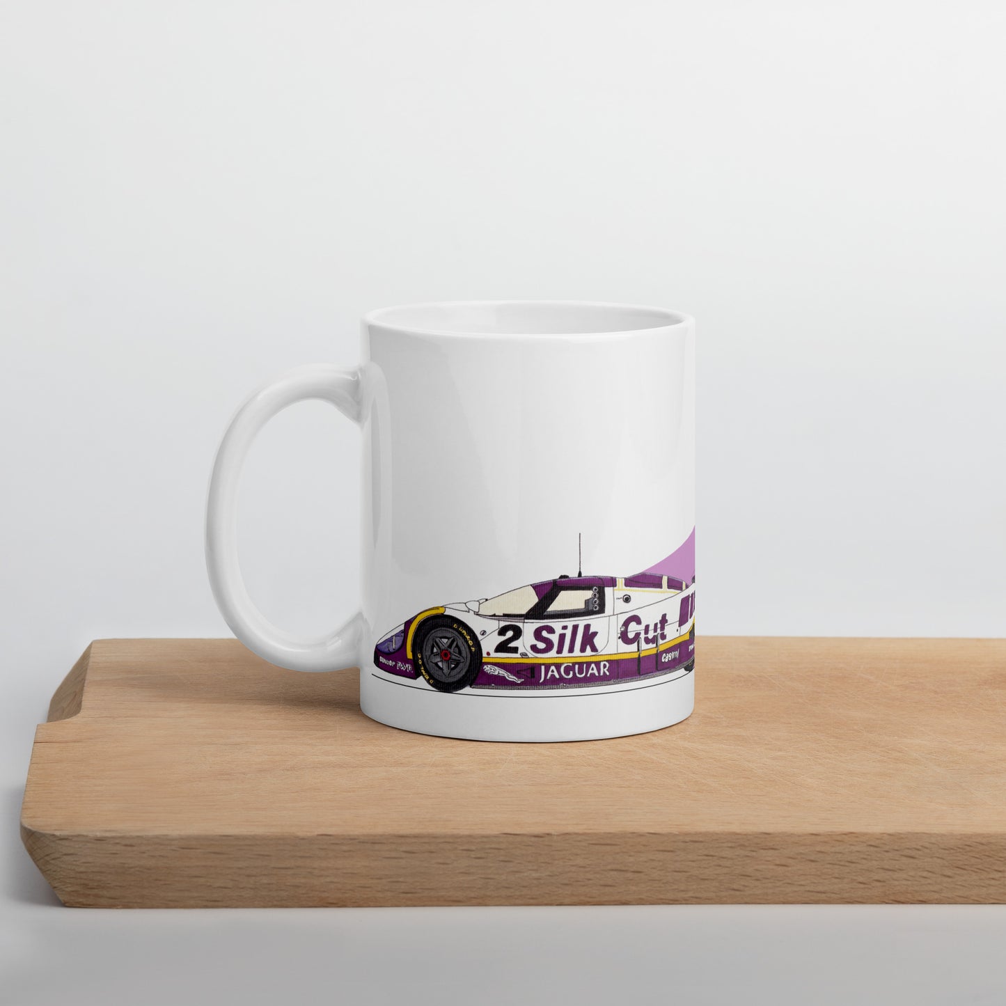 White and purple Jaguar race mug