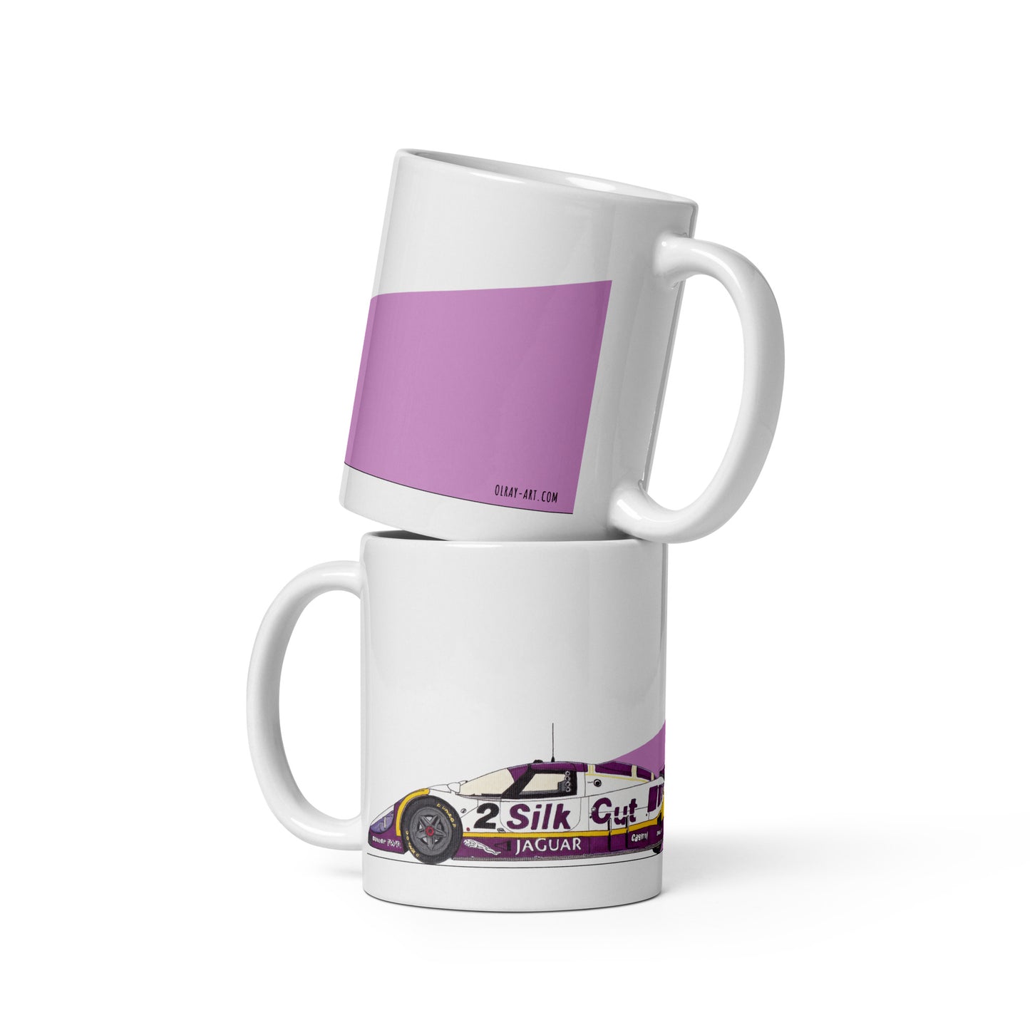 White and purple Jaguar race mug